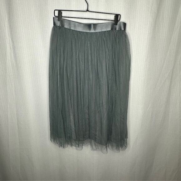 Reiss Gray Crystal Tulle Midi Skirt - Picture 1 of 5